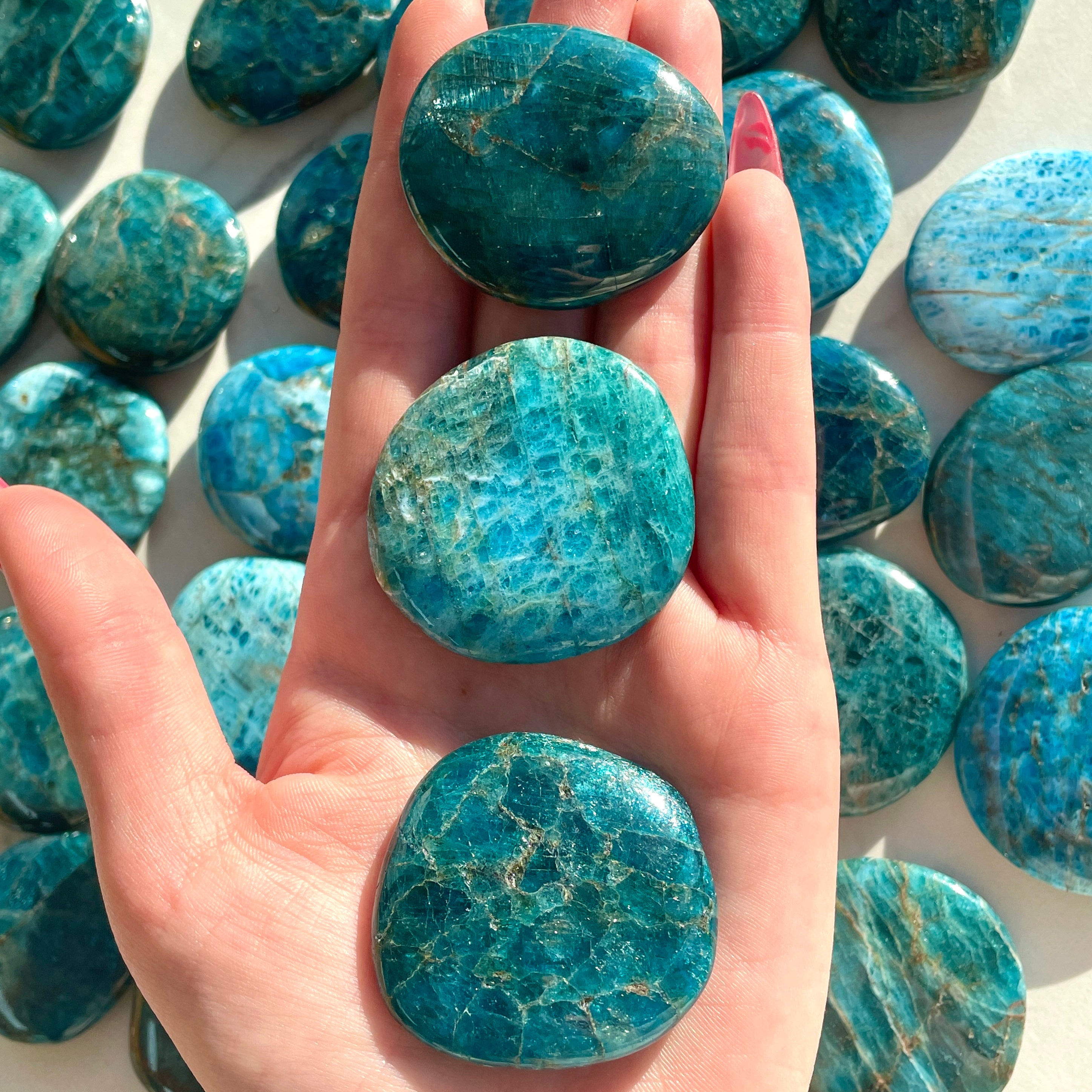 Pocket Palm Stone - Apatite Pocket Palm Stone - Apatite